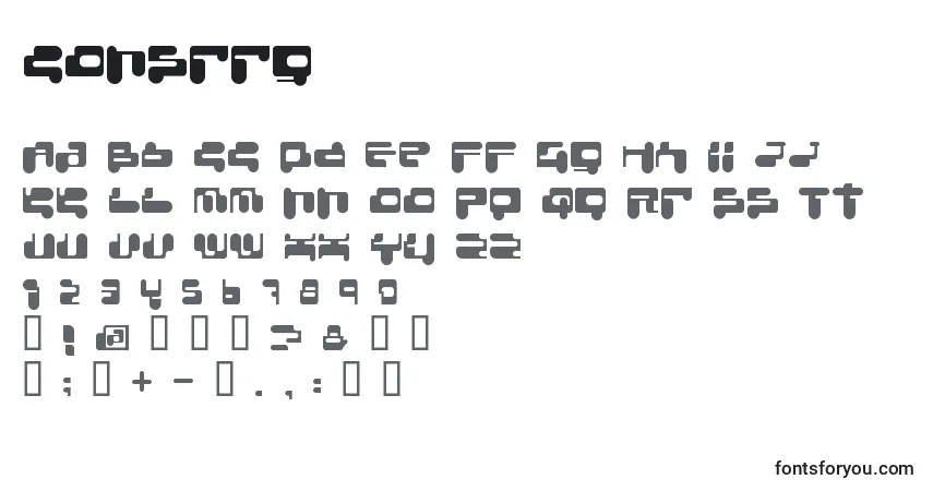 Consrrg Font – alphabet, numbers, special characters