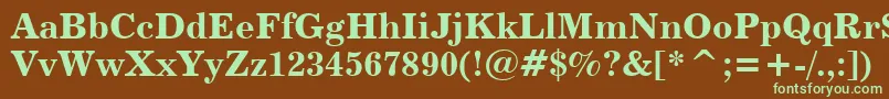 フォントCentury731BoldBt – 緑色の文字が茶色の背景にあります。