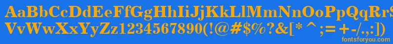 Century731BoldBt-Schriftart – Orangefarbene Schriften auf blauem Hintergrund