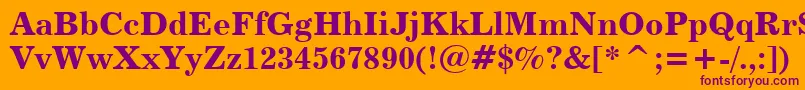Century731BoldBt-fontti – violetit fontit oranssilla taustalla