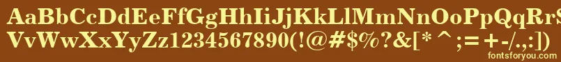 Century731BoldBt-fontti – keltaiset fontit ruskealla taustalla