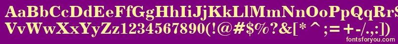 フォントCentury731BoldBt – 紫の背景に黄色のフォント