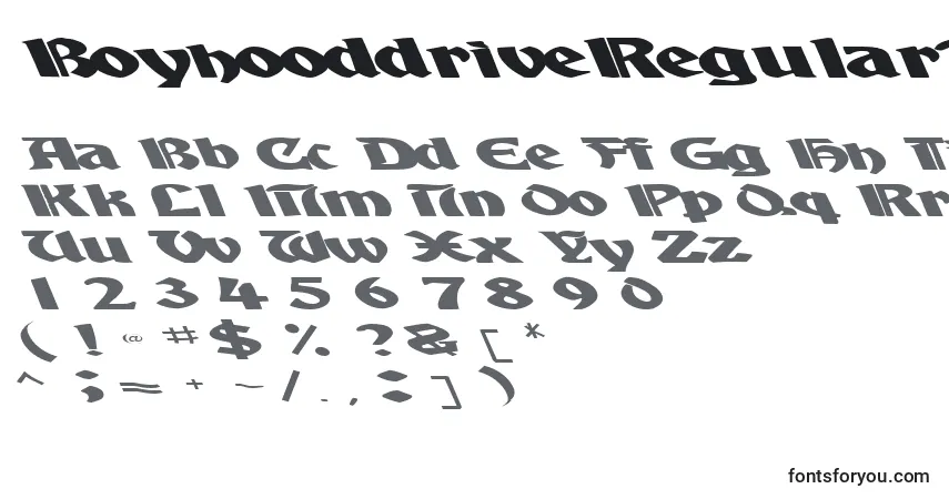 Шрифт BoyhooddriveRegularTtext – алфавит, цифры, специальные символы