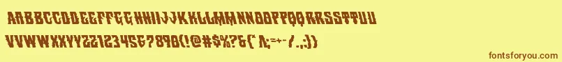 フォントWarlocksaleleft – 茶色の文字が黄色の背景にあります。