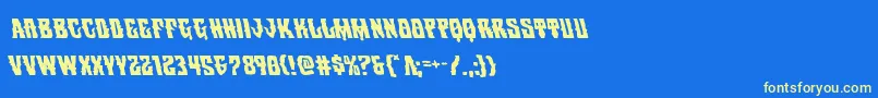 フォントWarlocksaleleft – 黄色の文字、青い背景