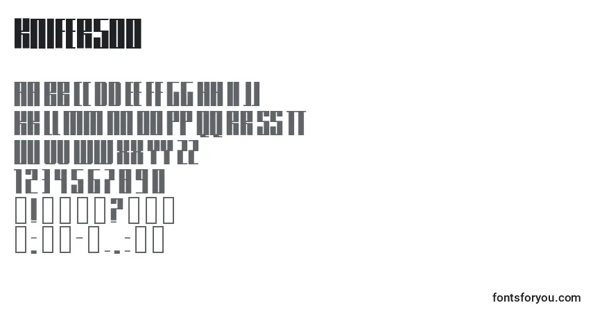 Czcionka Knifer500 – alfabet, cyfry, specjalne znaki