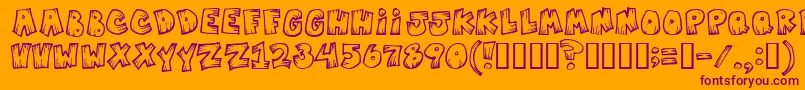 Mistervampire-Schriftart – Violette Schriften auf orangefarbenem Hintergrund