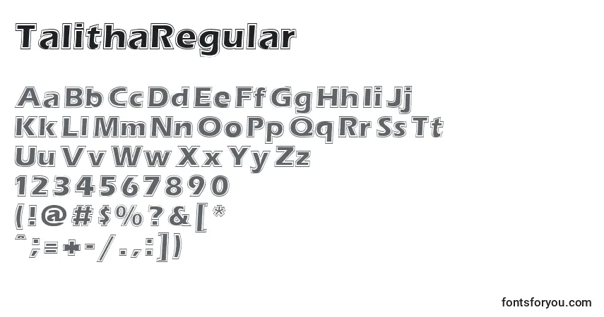 Schriftart TalithaRegular – Alphabet, Zahlen, spezielle Symbole