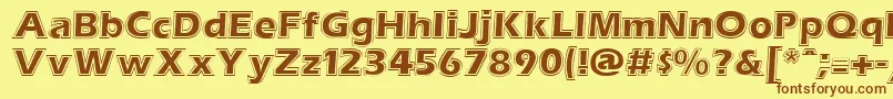 フォントTalithaRegular – 茶色の文字が黄色の背景にあります。