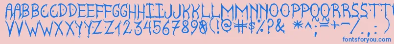 SatanycDemoniacSt Font – Blue Fonts on Pink Background