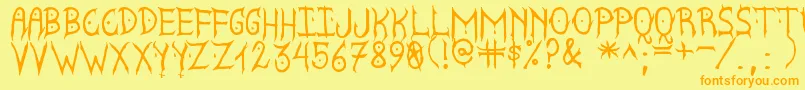 SatanycDemoniacSt Font – Orange Fonts on Yellow Background