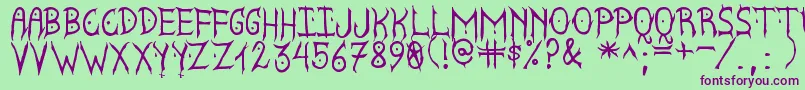 SatanycDemoniacSt Font – Purple Fonts on Green Background