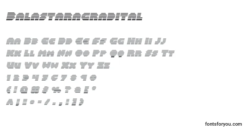 Schriftart Balastaragradital – Alphabet, Zahlen, spezielle Symbole