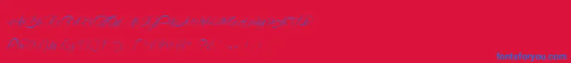 AligotDeMirabelle-Schriftart – Blaue Schriften auf rotem Hintergrund