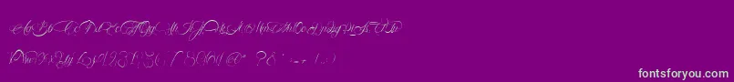 AligotDeMirabelle-Schriftart – Grüne Schriften auf violettem Hintergrund