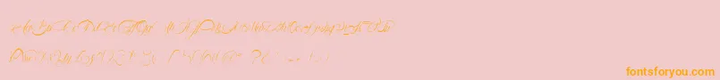 AligotDeMirabelle-Schriftart – Orangefarbene Schriften auf rosa Hintergrund