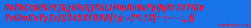 フォントXacoseItalic – 赤い文字の青い背景