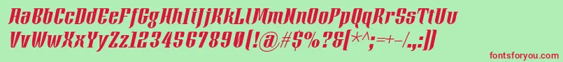 XacoseItalic Font – Red Fonts on Green Background