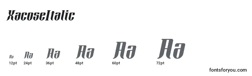 Размеры шрифта XacoseItalic