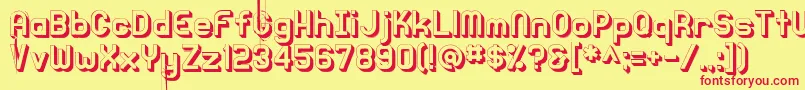 Knochen3DRegular Font – Red Fonts on Yellow Background