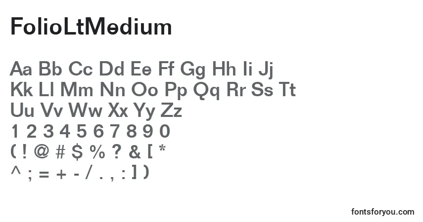 Czcionka FolioLtMedium – alfabet, cyfry, specjalne znaki