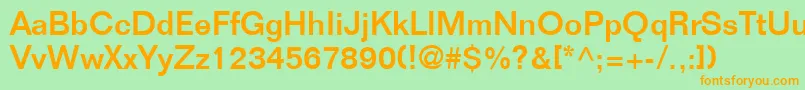FolioLtMedium-Schriftart – Orangefarbene Schriften auf grünem Hintergrund