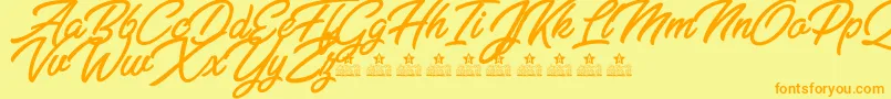 More about ZabritzkyesPersonalUse Font ZabritzkyesPersonalUse Font – Orange Fonts on Yellow Background