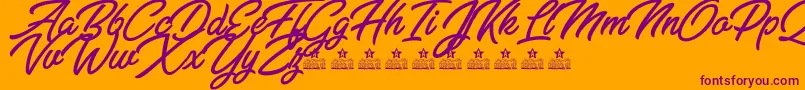 ZabritzkyesPersonalUse-Schriftart – Violette Schriften auf orangefarbenem Hintergrund