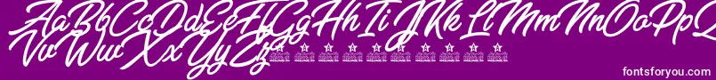 ZabritzkyesPersonalUse-fontti – valkoiset fontit violetilla taustalla
