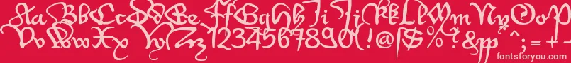 Wenzel3u Font – Pink Fonts on Red Background