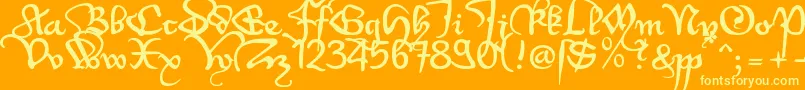 Wenzel3u-Schriftart – Gelbe Schriften auf orangefarbenem Hintergrund