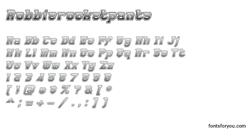 Schriftart Robbierocketpants – Alphabet, Zahlen, spezielle Symbole