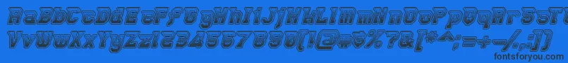 Robbierocketpants-Schriftart – Schwarze Schriften auf blauem Hintergrund