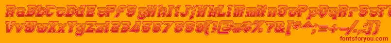Robbierocketpants-Schriftart – Rote Schriften auf orangefarbenem Hintergrund