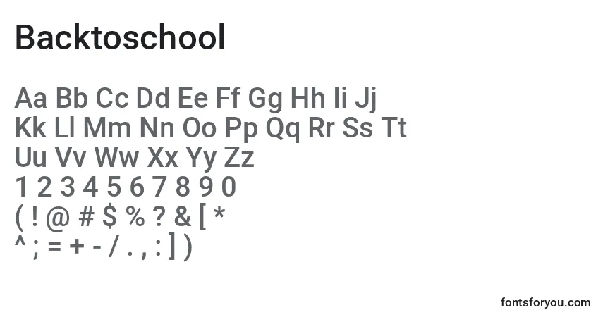 Czcionka Backtoschool – alfabet, cyfry, specjalne znaki