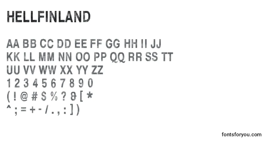 Czcionka HellFinland – alfabet, cyfry, specjalne znaki