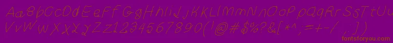 Curlykueita-Schriftart – Braune Schriften auf violettem Hintergrund