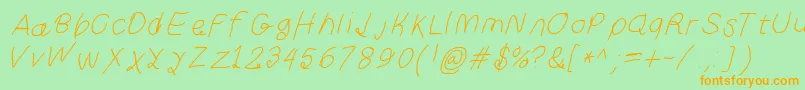 Curlykueita-Schriftart – Orangefarbene Schriften auf grünem Hintergrund