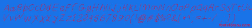 Curlykueita Font – Red Fonts on Blue Background