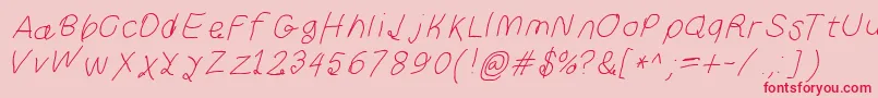 フォントCurlykueita – ピンクの背景に赤い文字