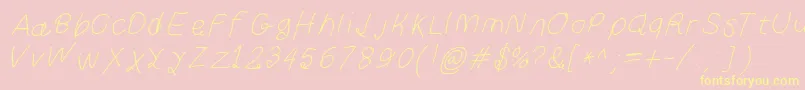 Curlykueita-Schriftart – Gelbe Schriften auf rosa Hintergrund