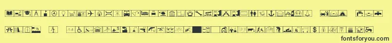 EsriErsInfrastructuresS1-fontti – mustat fontit keltaisella taustalla
