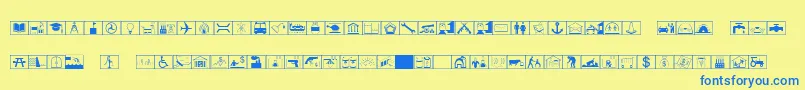 EsriErsInfrastructuresS1-fontti – siniset fontit keltaisella taustalla