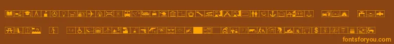EsriErsInfrastructuresS1-fontti – oranssit fontit ruskealla taustalla