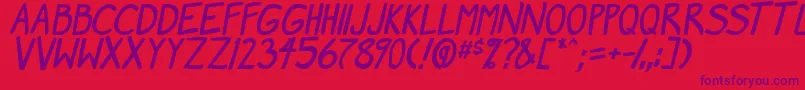 MangaSpeak2Bold-Schriftart – Violette Schriften auf rotem Hintergrund