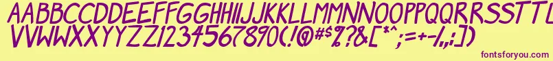 MangaSpeak2Bold Font – Purple Fonts on Yellow Background