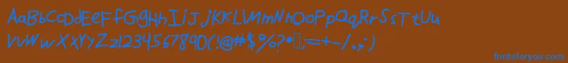Drawfont Font – Blue Fonts on Brown Background
