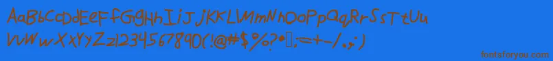 Drawfont Font – Brown Fonts on Blue Background