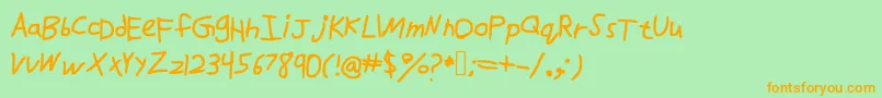 Drawfont Font – Orange Fonts on Green Background