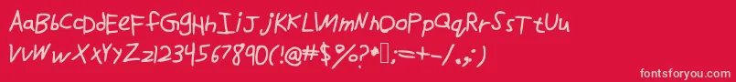 Drawfont Font – Pink Fonts on Red Background
